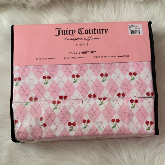 JUICY COUTURE Cherry Argyle Full Sized Bed Sheets Set - Picture 1 of 4